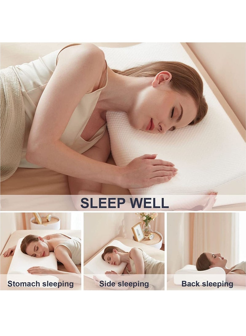 ELTRAZONE Bed Pillow with 2 Adjustable Height, 61x35.6x11.9cm, Ergonomically Designed Contour Sleeping Pillows with Washable Pillow Cover for Side Sleepers - Image 3