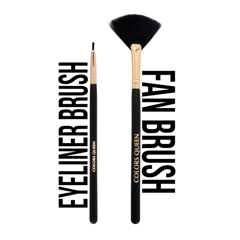 COLORS QUEEN COLORS QUEEN Soft Bristles Brushes Combo Fan  Eyeliner Brush Natural Hair For Highlighting  Eyelining - Image 3