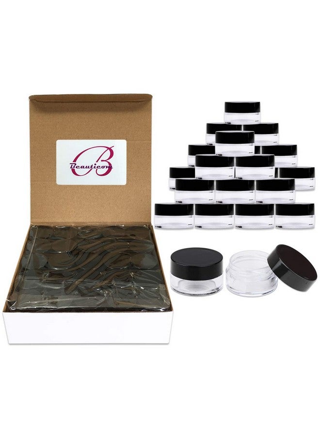 Beauticom High-Graded 5 Grams/5 Ml Bpa Free Thick Clear Acrylic No Leak Plastic Empty Containers With Black Lid For Cosmetic, Lip Balm, Beads, Creams, Lotion, Liquids, Sample, Travel - Image 1