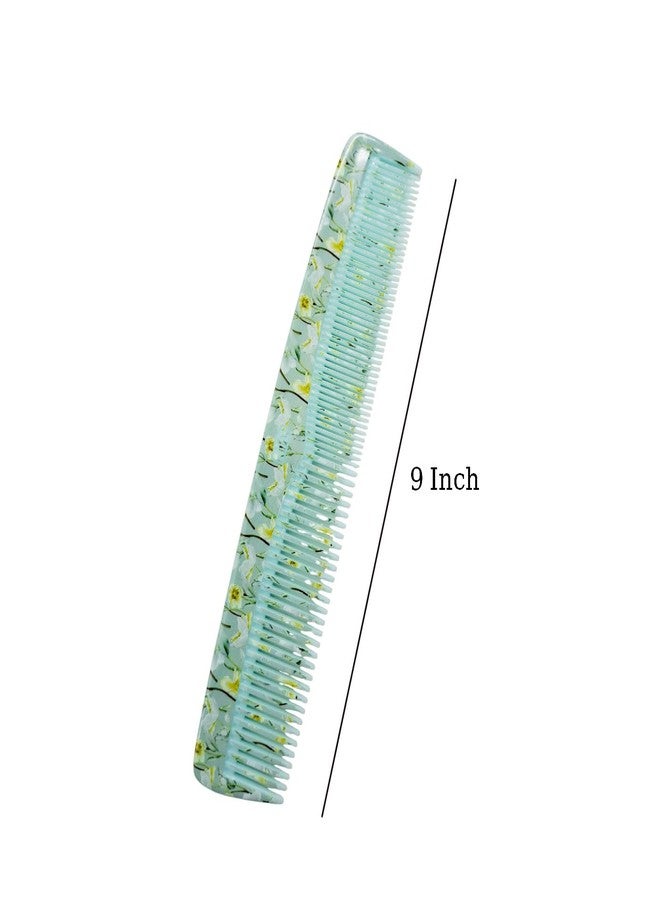 LooKat Floral Print Hair Combs, Mint Green and Pink Design, Set of 2 - Image 4