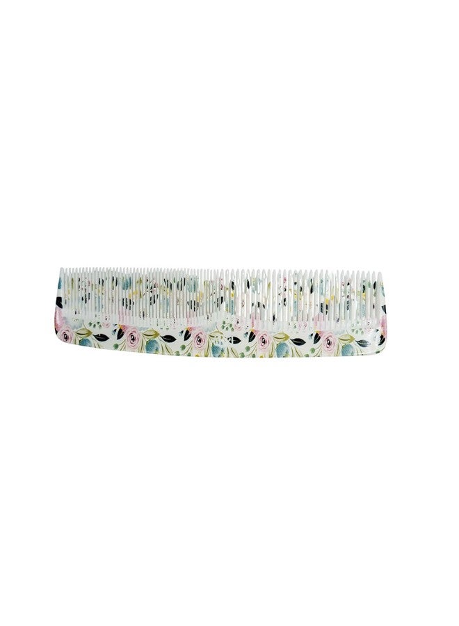 LooKat Floral Print Hair Combs, Mint Green and Pink Design, Set of 2 - Image 3