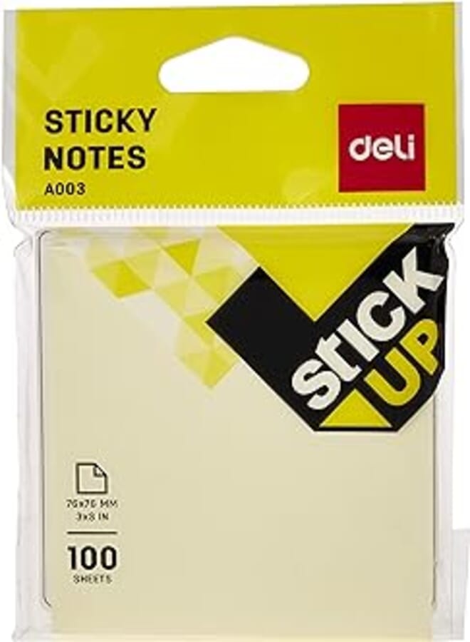 Deli a00352 sticky notes - yellow - 100 sheets