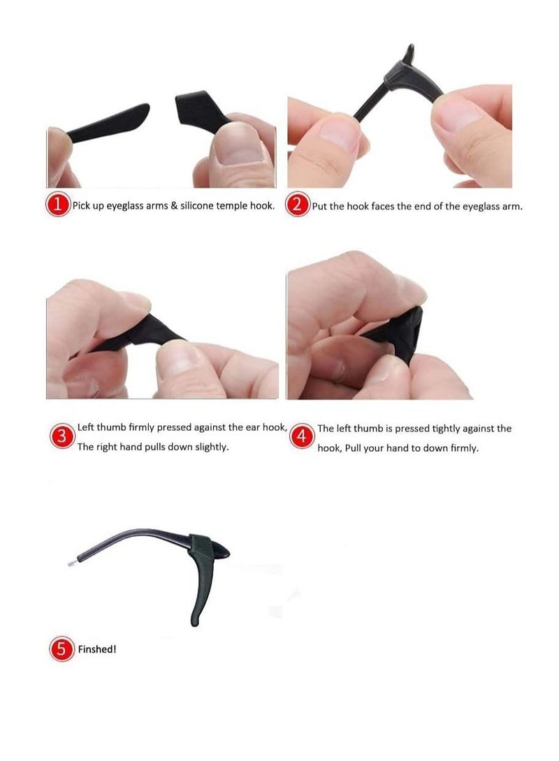 SYOSI Anti-Slip Eyeglass Ear Grips Hook Comfortable,Eyeglasses Retainers,Silicone Elastic Eyeglasses Temple,For Eyewear Sunglasses Spectacles Glasses,Sports Eyeglasses 10 Pairs (Black)  - Image 2