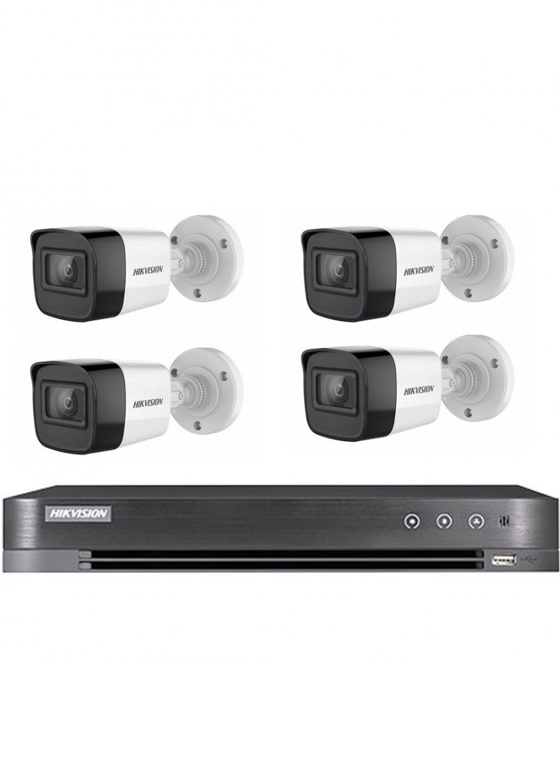 هيكفيجن Hikvision 4 Cameras 8 Mega Internal External With Channel Recording Device