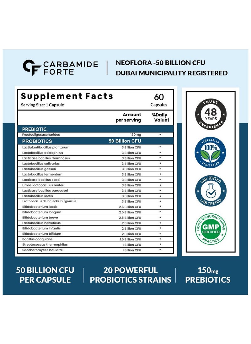 CARBAMIDE FORTE - Carbamide Forte Probiotics Supplement 50 Billion for Women And Men 60 Veg Capsules - Image 1