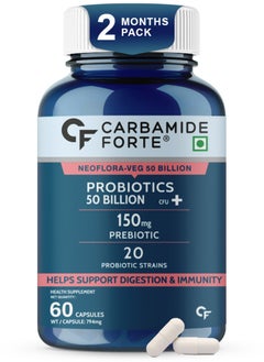 Carbamide Forte Probiotics Supplement 50 Billion for Women And Men 60 Veg Capsules
