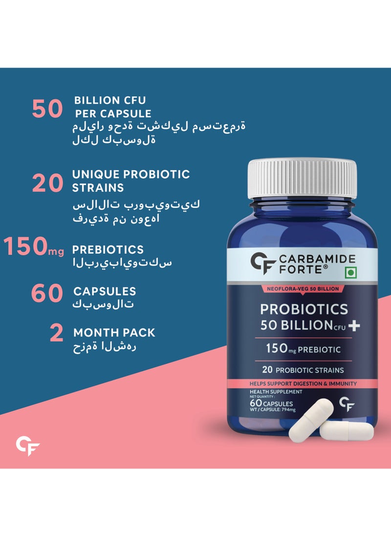 CARBAMIDE FORTE Carbamide Forte Probiotics Supplement 50 Billion for Women And Men 60 Veg Capsules  - Image 5