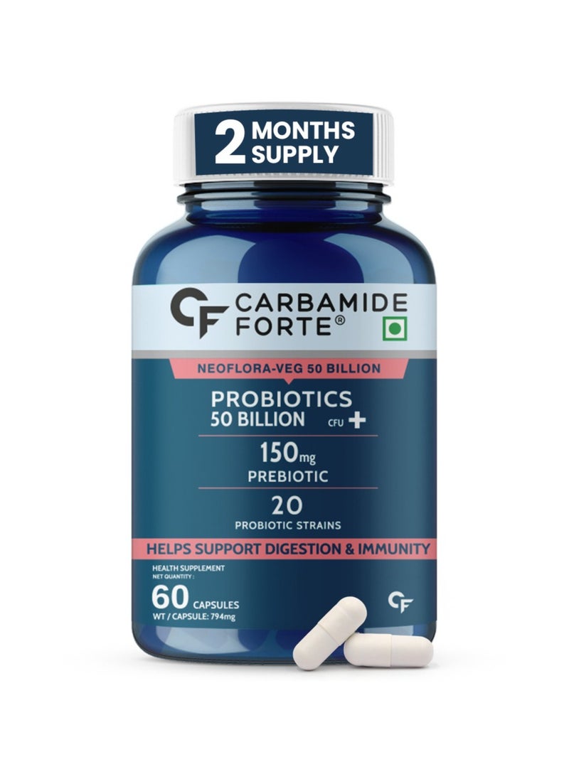 CARBAMIDE FORTE Carbamide Forte Probiotics Supplement 50 Billion for Women And Men 60 Veg Capsules  - Image 1