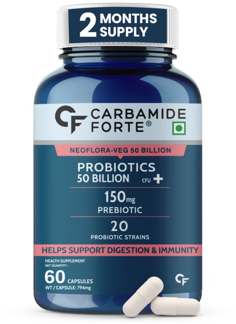CARBAMIDE FORTE Carbamide Forte Probiotics Supplement 50 Billion for Women And Men 60 Veg Capsules  - Image 1