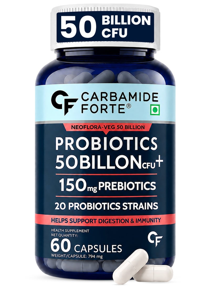 Carbamide Forte Probiotics Supplement 50 Billion for Women And Men 60 Veg Capsules - Image 1