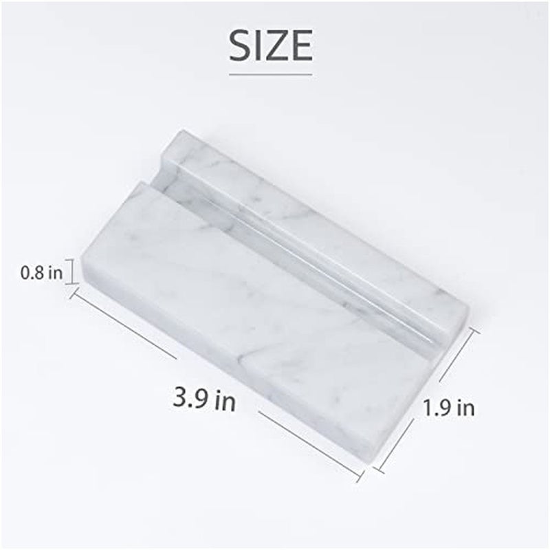 Levesica Business Card Holder for Desk White Carrara Marble Desk Organizer Stand - Image 3