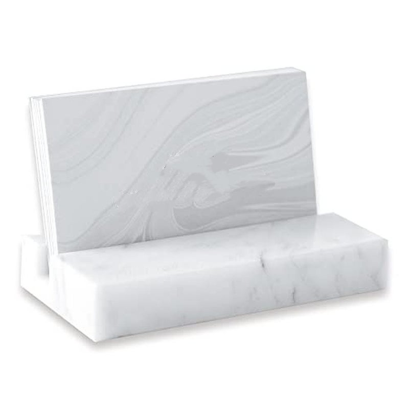 Levesica Business Card Holder for Desk White Carrara Marble Desk Organizer Stand - Image 1
