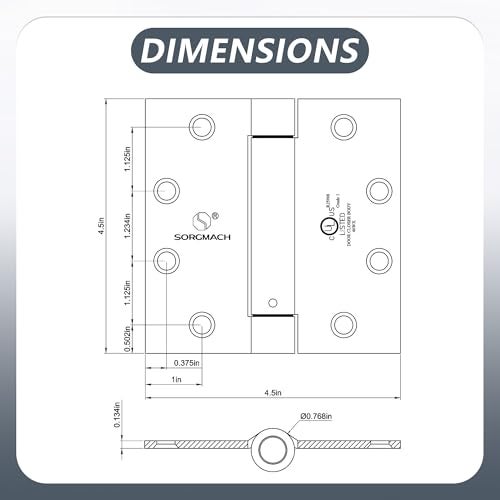 SORGMACH Self Closing Door Hinge 4-1/2 inch Oil Rubbed Bronze Auto Close Hinge Adjustable 4 ½"x 4 ½" Inch Spring Hinges Door Closer Hinge Square Corner Commercial Auto Self-Closing 3 Pieces - Image 3