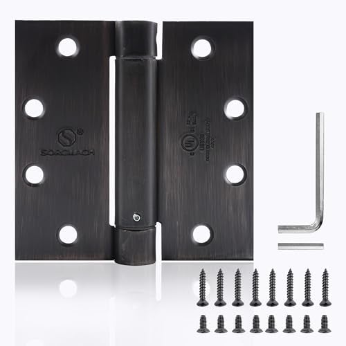 SORGMACH Self Closing Door Hinge 4-1/2 inch Oil Rubbed Bronze Auto Close Hinge Adjustable 4 ½"x 4 ½" Inch Spring Hinges Door Closer Hinge Square Corner Commercial Auto Self-Closing 3 Pieces - Image 1