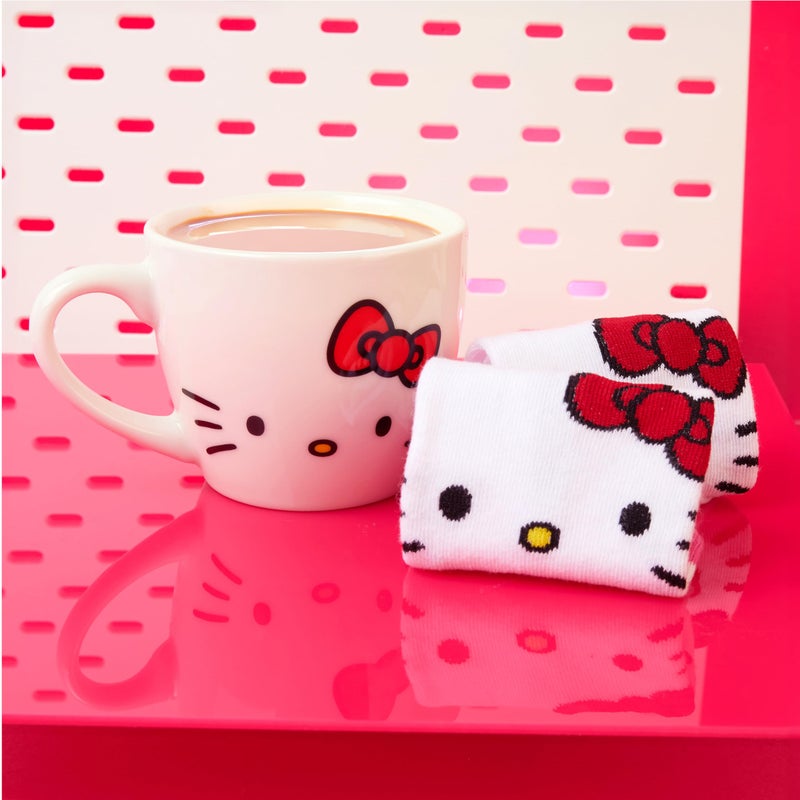 Get Trend Hello Kitty Sanrio Coffee Mug and Socks Set, 11.5 oz Ceramic Cup with Crew Socks, Kawaii Drinkware Gifts for Women (White Hello Kitty) - Image 5
