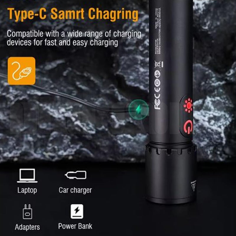 Marrone Rechargeable Flashlights High Lumens Super Bright Flash Light Power Bank Light Zoomable LED Flashlight with 9 Light Modes Portable Light Flash Lights for Camping - Image 5