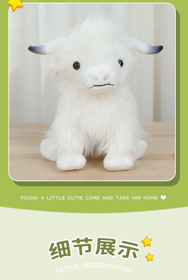 Cross-Border Scottish Highland Cow Plush Toy for Kids - Long-Haired Cow, Birthday Gift