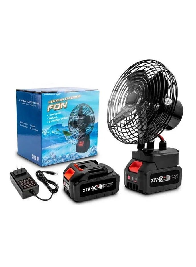 Portable Camping Turbo Fan with 21V Rechargeable Battery - Image 1