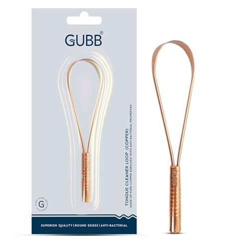 GUBB Copper Tongue Cleaner For Kids & Adults | For Fresh Breath & Bacteria Removal | Improved Taste Sense & Oral Hygiene | Ayurvedic Tongue Scraper For Bad Breath (With Loop) - Image 1