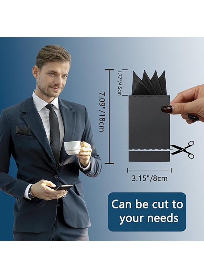 2 Pack Pocket Squares for Men Men's Handkerchief Mens Pocket Squares Set Hankies for Wedding Party (Black  White) - Image 5