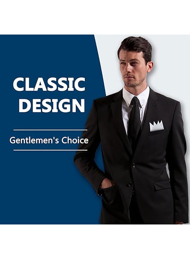 2 Pack Pocket Squares for Men Men's Handkerchief Mens Pocket Squares Set Hankies for Wedding Party (Black  White) - Image 4