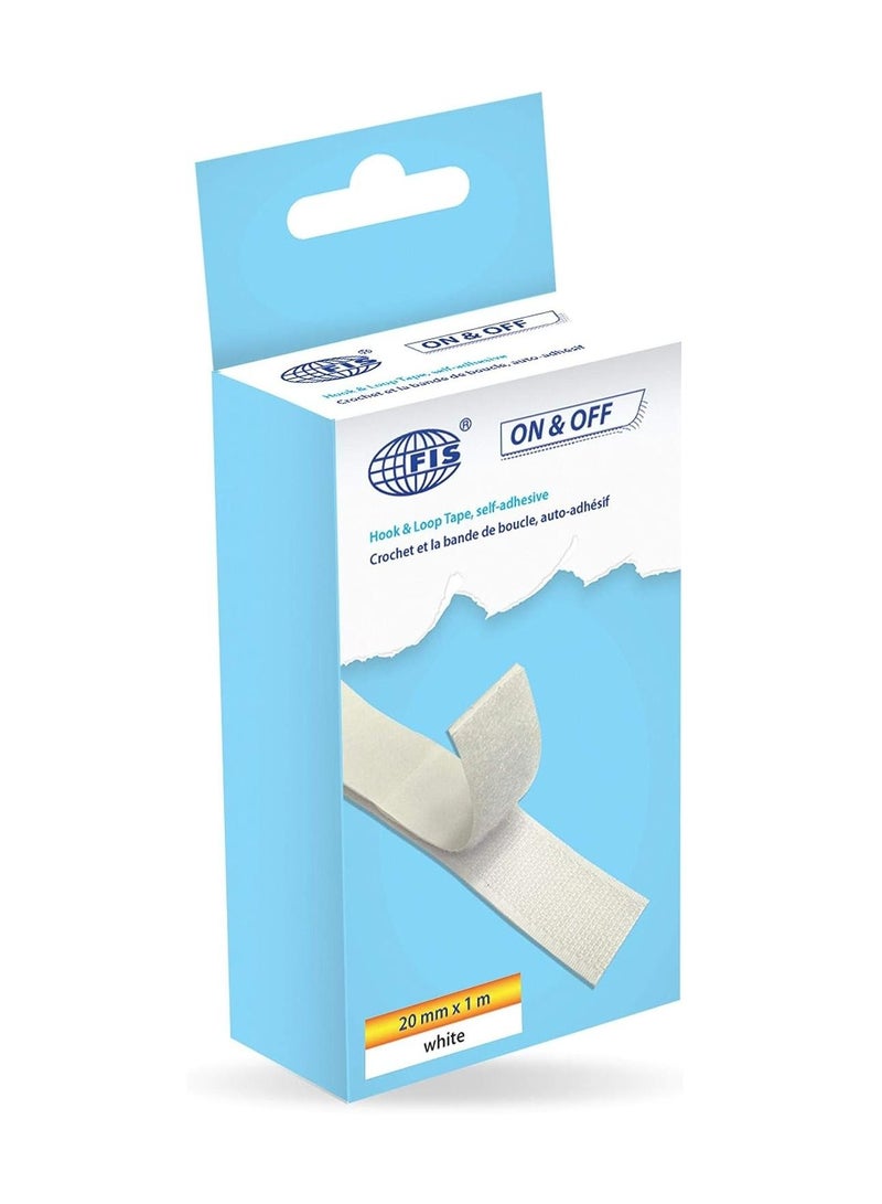 FIS Hook & Loop Tape White Color, 20 mm x 1 Meter, White Color - FSTAHL20 - Image 2