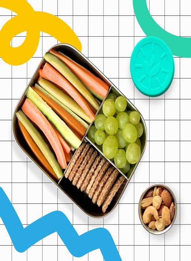 TAVVA Stainless Steel Bento Box for Kids [27oz] - Stainless Steel Lunch Box for Kids with Leakproof Condiment Container - 3 Compartment Snack Organizer for On the Go Meals - Freezer & Dishwasher Safe - Image 4