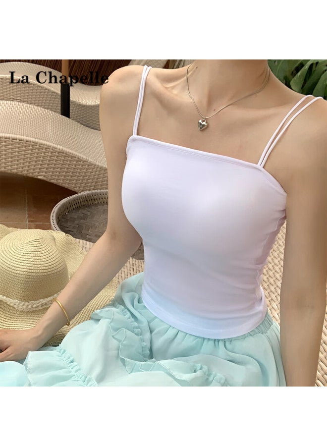 La Chapelle Women's Backless Small Strap Vest Inner Wear New Off-shoulder Padded Base Top White S - Image 2