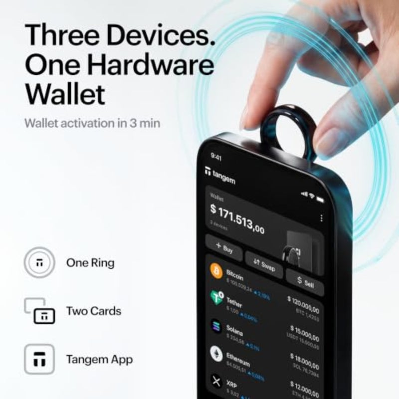 Ring Wearable NFC Cold Storage Hardware Wallet Seed-Free Digital Asset Security EAL6+ Secure Element Waterproof, No Battery with 2 Backup Cards Size 6 - Image 2