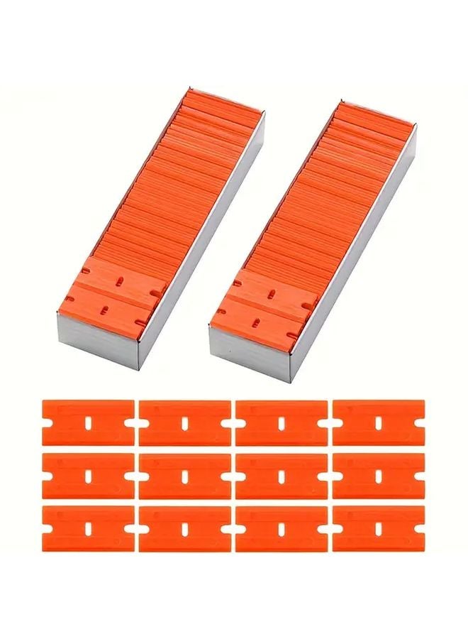 Orange Blades 100PCS Heavy Duty Dual Edged Scraper For Glass Ceramic Plastic Paint Stickers Labels - Image 2
