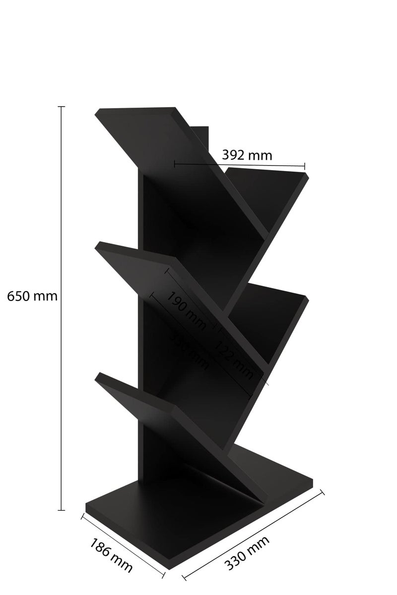 ComfortCove Tree Bookcase, Office Free Standing Book Shelf, Storage Shelf for Living Room, Bedroom, Kitchen, 5 Shelves, Black - Image 4