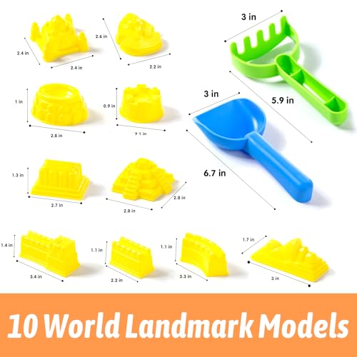PreTrans Construction Sensory Bin World Landmarks Sensory Sand Box Fun Pretend Play Toys for Toddlers Kids Outdoor Boy Toys - Image 5