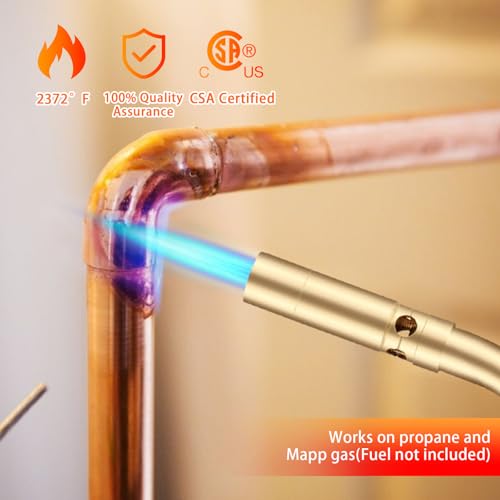 DOMINOX Propane Torch Head, Manual Start Solid Brass Brazing Torch Fuel by Propane CGA600 Cylinder, Blow Torch for Soldering, Brazing, Welding, Thawing and Cooking(Only Torch) - Image 4