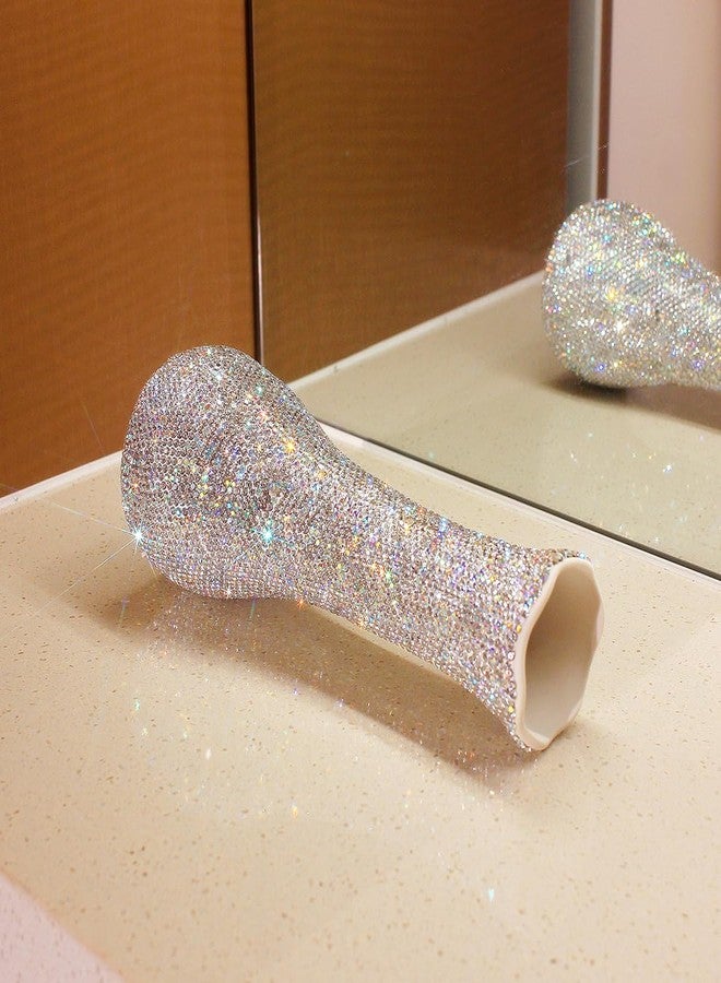 Bestbling Bling Luxury Diamond-Embedded Vase for Home Decor - Elegant Flower Arrangement Vase, Dry Flower Crystal Decorative Bottle Vase, Desktop Ornament for Living Rooms (Silver) - Image 3