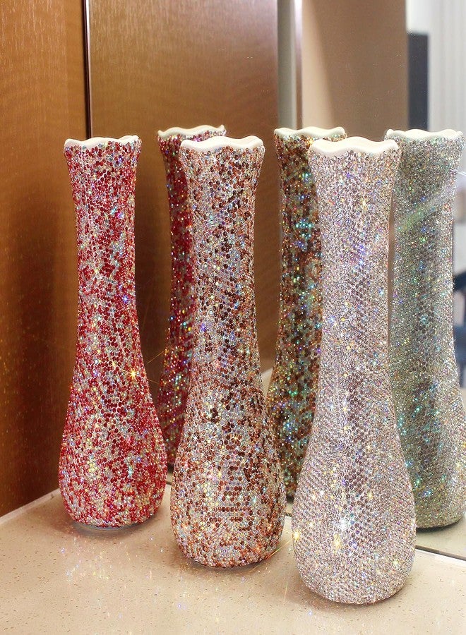 Bestbling Bling Luxury Diamond-Embedded Vase for Home Decor - Elegant Flower Arrangement Vase, Dry Flower Crystal Decorative Bottle Vase, Desktop Ornament for Living Rooms (Silver) - Image 4