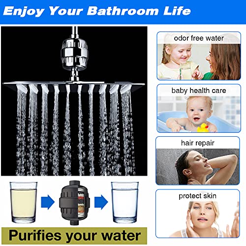 AMORIX Shower Filter, 15 Stage Shower Head Filter for Hard Water High Output Showerhead Filter Shower Water Filter Reduce Chlorine, Dry Skin, Itchy Scalp - Shower Water Softener Improves Skin Condition - Image 4