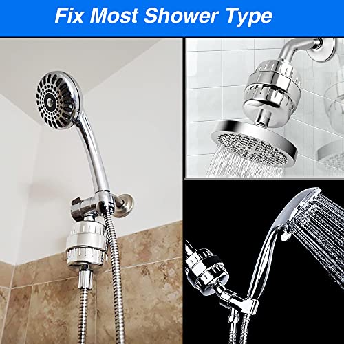 AMORIX Shower Filter, 15 Stage Shower Head Filter for Hard Water High Output Showerhead Filter Shower Water Filter Reduce Chlorine, Dry Skin, Itchy Scalp - Shower Water Softener Improves Skin Condition - Image 5