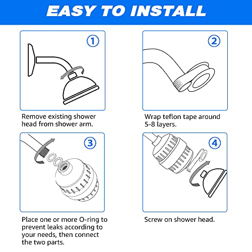 AMORIX Shower Filter, 15 Stage Shower Head Filter for Hard Water High Output Showerhead Filter Shower Water Filter Reduce Chlorine, Dry Skin, Itchy Scalp - Shower Water Softener Improves Skin Condition - Image 3