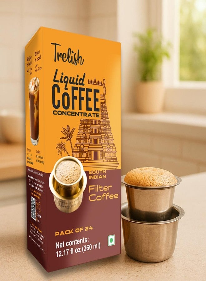 Trelish مركز قهوة تريليش - قهوة جنوب هندية مُفلترة | 24 حصة - 12.17 أونصة سائلة | حصص فردية | مثالية لتحضير قهوة جنوب هندية مُفلترة أصلية، خالية من السكر، قابلة للتخزين في درجة حرارة الغرفة، لا تحتاج إلى تبريد، مناسبة للسفر | - Image 2