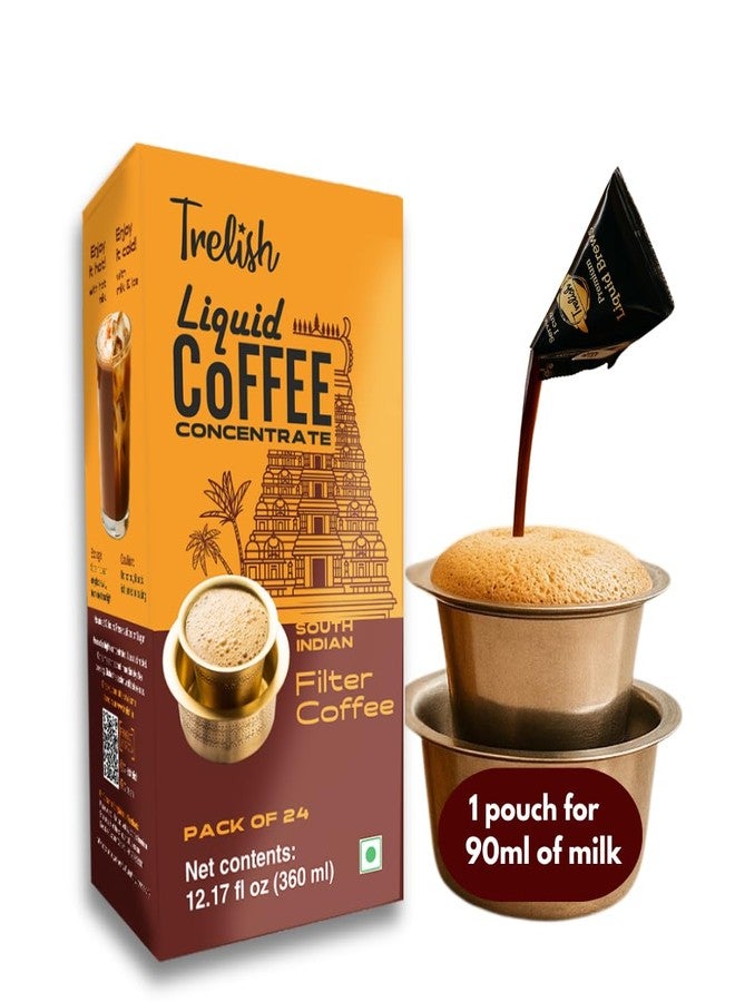 Trelish مركز قهوة تريليش - قهوة جنوب هندية مُفلترة | 24 حصة - 12.17 أونصة سائلة | حصص فردية | مثالية لتحضير قهوة جنوب هندية مُفلترة أصلية، خالية من السكر، قابلة للتخزين في درجة حرارة الغرفة، لا تحتاج إلى تبريد، مناسبة للسفر | - Image 1