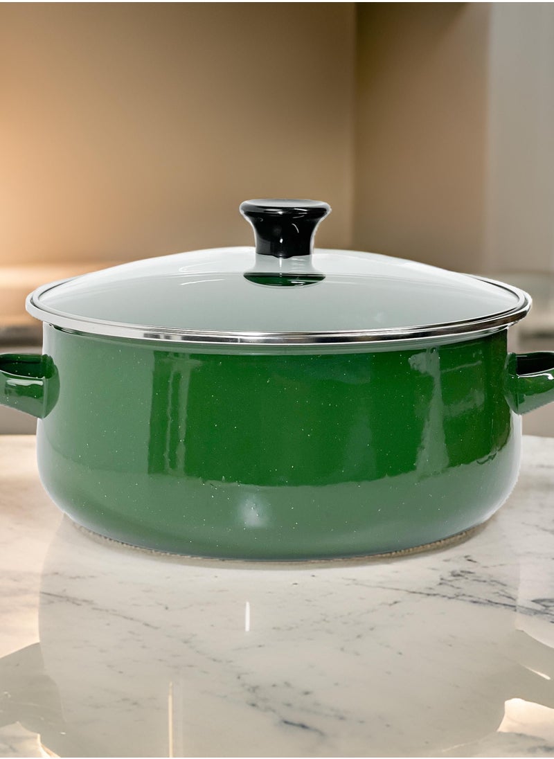 HTH Set of 5 Enamel Cookware Pots with Lid Set Non Stick Coating with Stainless Steel Welt & Dual Handle Non Stick Enamel Dutch Oven for Bread Baking Cooking Soup Dutch Oven  - Image 3