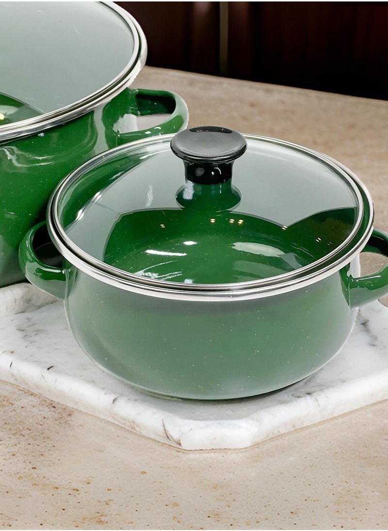 HTH Set of 5 Enamel Cookware Pots with Lid Set Non Stick Coating with Stainless Steel Welt & Dual Handle Non Stick Enamel Dutch Oven for Bread Baking Cooking Soup Dutch Oven  - Image 5