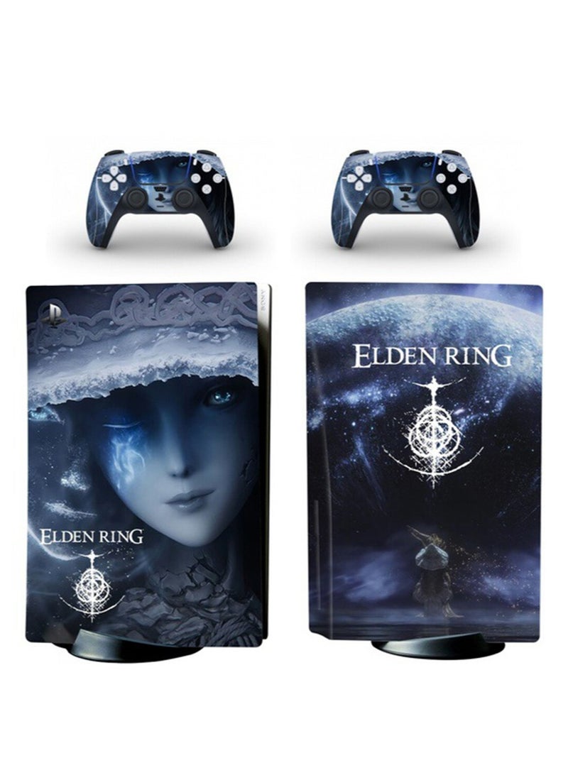 مجموعة جلود وحدة التحكم Sony PS5، ملصق لاصق لاصق لإصدار القرص PS5، ملصق فيلم واقي لـ PS5 Elden Ring، ملصق واقي لإصدار محرك الأقراص الضوئية PS5، ملصق جلدي غطاء كامل - Image 1