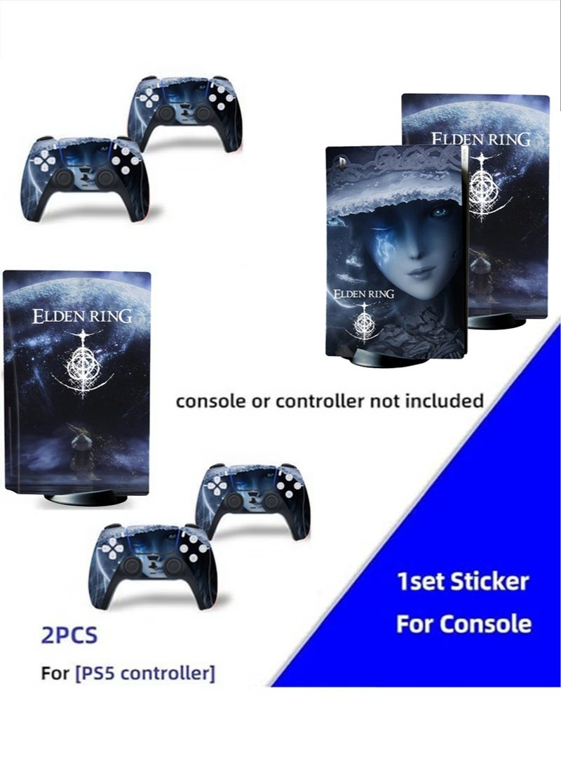 مجموعة جلود وحدة التحكم Sony PS5، ملصق لاصق لاصق لإصدار القرص PS5، ملصق فيلم واقي لـ PS5 Elden Ring، ملصق واقي لإصدار محرك الأقراص الضوئية PS5، ملصق جلدي غطاء كامل - Image 3