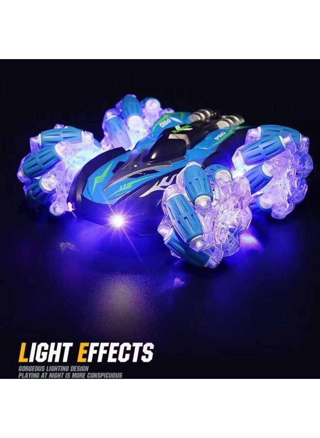 Generic Large Children's Remote Control Car Toy Boy Charging Electric Gesture Induction Four-wheel Drive Stunt Car High Speed Drift Racing-Color:[blue] Cat Cat Double-sided Stunt Car Single Control Ordinary Wheel  - Image 3