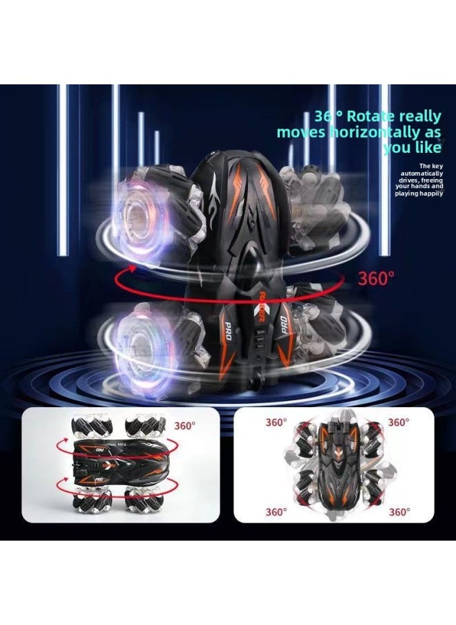 Generic Large Children's Remote Control Car Toy Boy Charging Electric Gesture Induction Four-wheel Drive Stunt Car High Speed Drift Racing-Color:[blue] Cat Cat Double-sided Stunt Car Single Control Ordinary Wheel  - Image 4