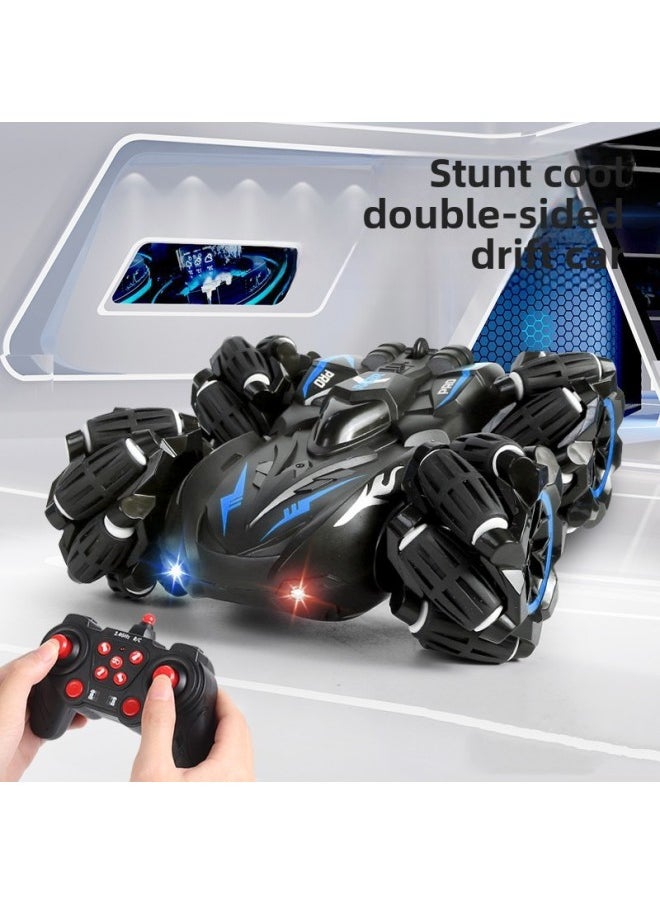Generic Large Children's Remote Control Car Toy Boy Charging Electric Gesture Induction Four-wheel Drive Stunt Car High Speed Drift Racing-Color:[blue] Cat Cat Double-sided Stunt Car Single Control Ordinary Wheel  - Image 2