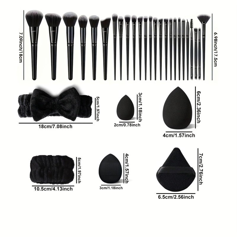 HGHDBT 36Pcs Black Makeup Brushes Set Professional Makeup Kit Multi-functional Makeup Tool Set with Facial Makeup Accessories, Foundation Makeup Brush Kit Eye and Face Make up Brushes & Tools - Image 4