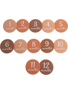 pearhead Wooden Monthly Milestone Photo Cards Modern Baby Announcement Cards Pregnancy Journey Milestone Markers 7 Double Sided Photo Prop Milestone Discs Light Wood  - Image 1