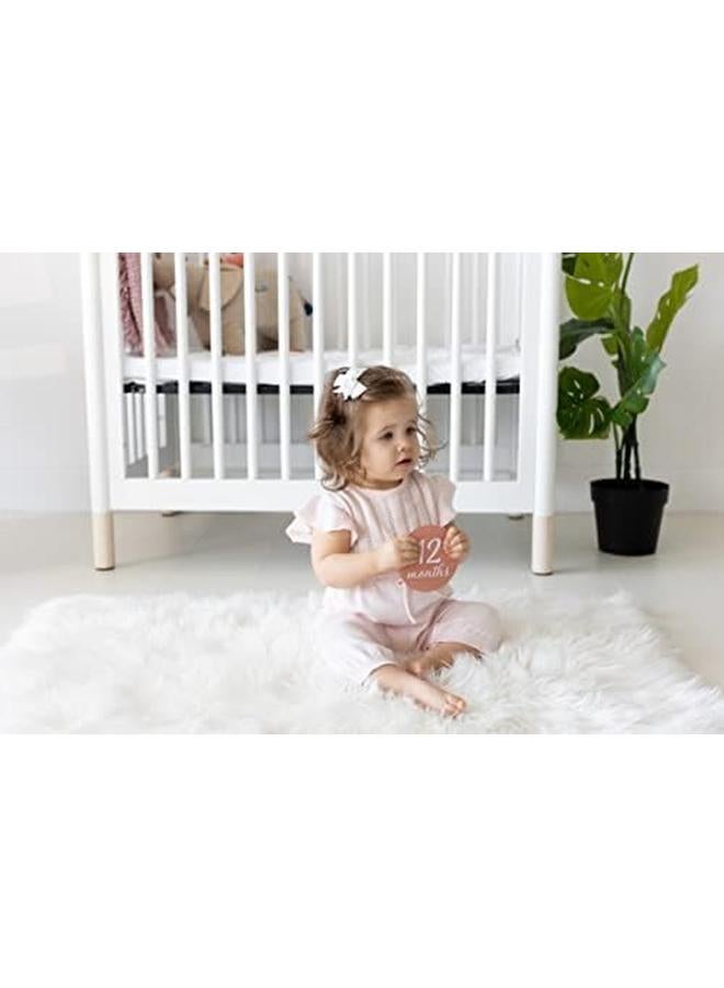 pearhead Wooden Monthly Milestone Photo Cards Modern Baby Announcement Cards Pregnancy Journey Milestone Markers 7 Double Sided Photo Prop Milestone Discs Light Wood - Image 4